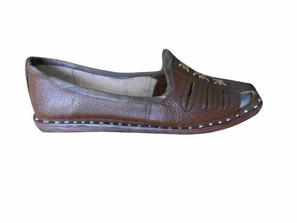 By Kalra Creations Men Shoes Indian Leather Mojaries Handmade Brown Casual Jutties Flip-Flops Flat US 11