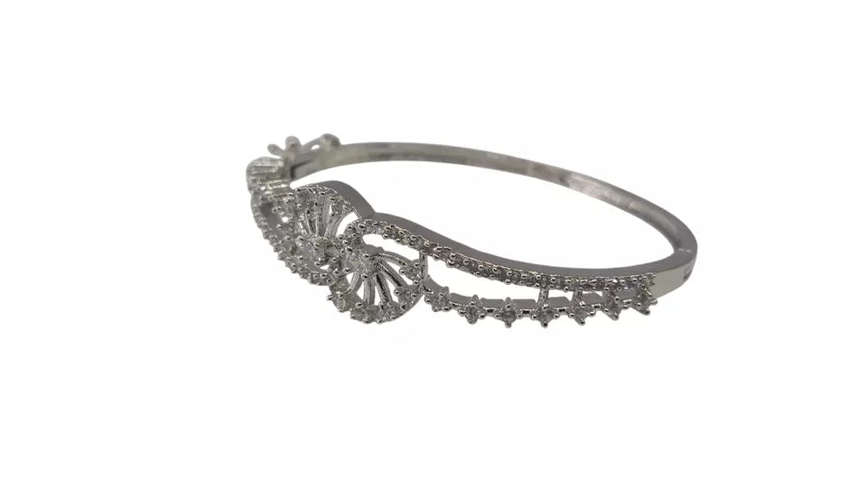Women Bracelet Silver Plated Indian Jewelery Stone Kada Bracelet AD By Kalra Creations