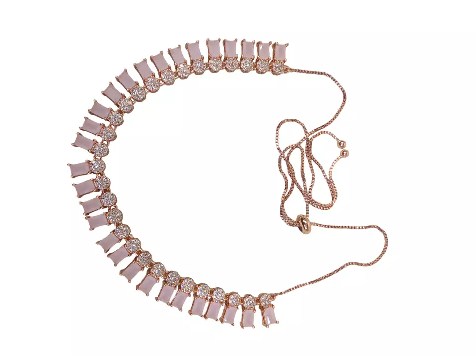 Women Necklace Jewelry Earrings Indian Bollywood Bridal AD Set Rose Gold Plated By Kalra Creations