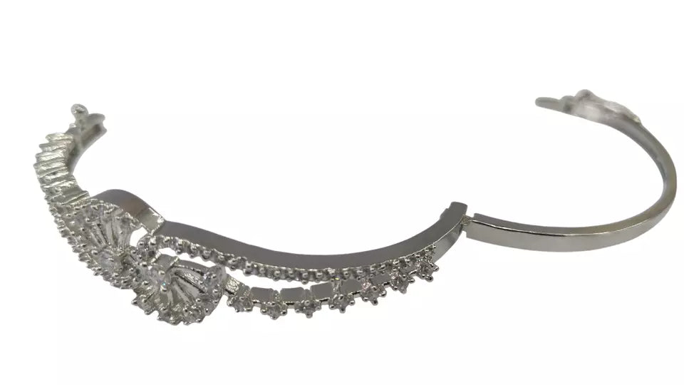 Women Bracelet Silver Plated Indian Jewelery Stone Kada Bracelet AD By Kalra Creations