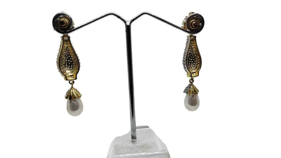 Indian Bollywood Jewelry Gold Plated Women Style Bridal CZ Earring AD Earrings By Kalra Creations