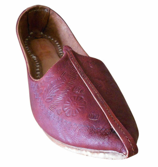 Men Shoes Indian Handmade Traditional Leather Mojaries Espadrilles Cherry Jutties Flip-Flops Flat US 12
