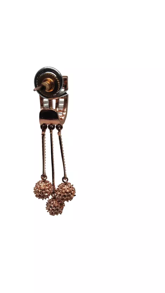 Indian Jewelry Rose Gold Women Bollywood Style Bridal CZ Earring AD Earrings By Kalra Creations