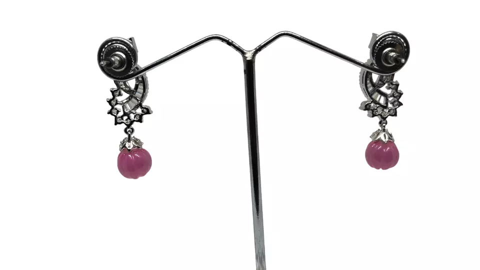 Indian Jewelry Silver Plated Style Bridal Women Bollywood CZ Earring AD Earrings By Kalra Creations