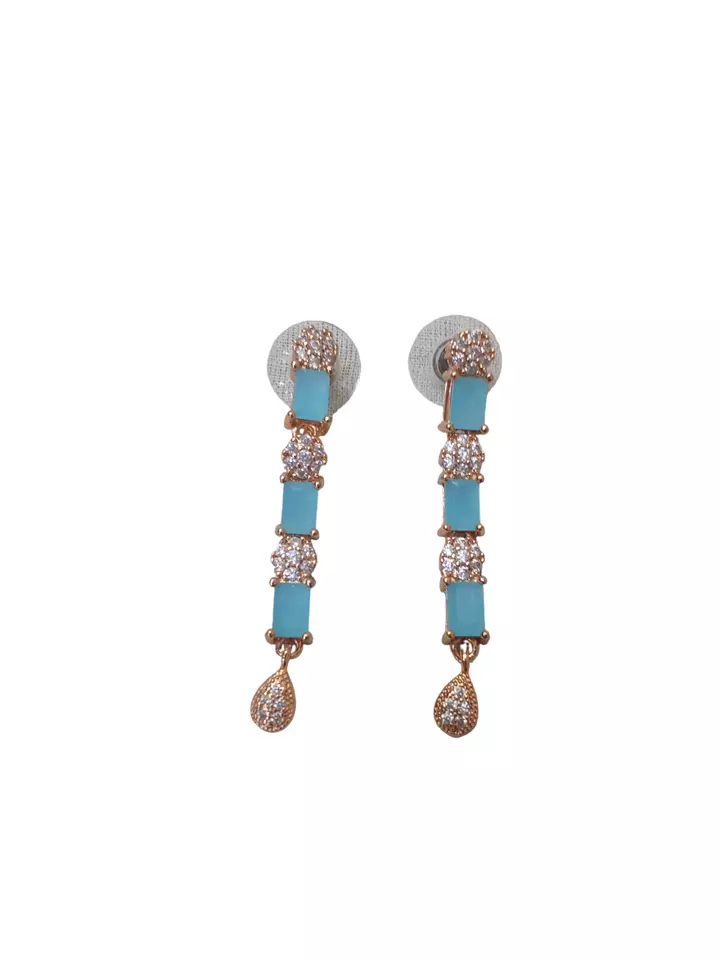 Women Necklace Jewelry Earrings Indian Bollywood Bridal AD Set Rose Gold Plated By Kalra Creations