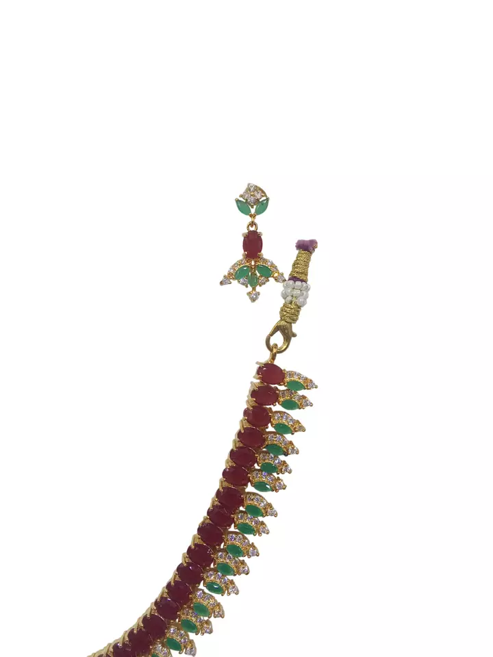 Women Necklace Jewelry Earrings Indian Bollywood Bridal AD Set Gold Plated By Kalra Creations