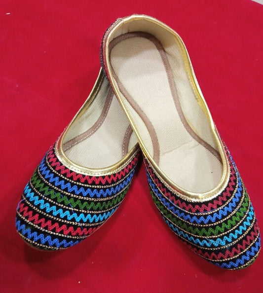 Women Shoes Indian Handmade Leather Mojaries Multi-Color Ballerinas Jutties Flip-Flops Flat US 5-9