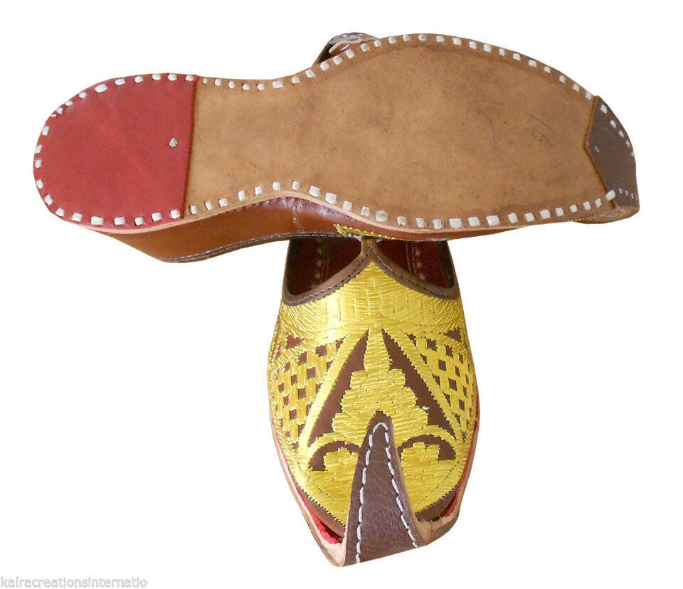 By kalra Creations Men Shoes Vintage Aladdin Khussa Mojaries Indian Loafers & Slip Ons Flip-Flops Flat US 8.5-12