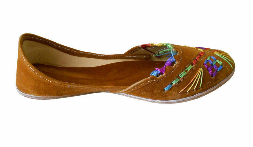 By Kalra Creations Women Shoes Indian Handmade Traditional Leather Mojaries Ethnic Jutties Flip-Flops US 12