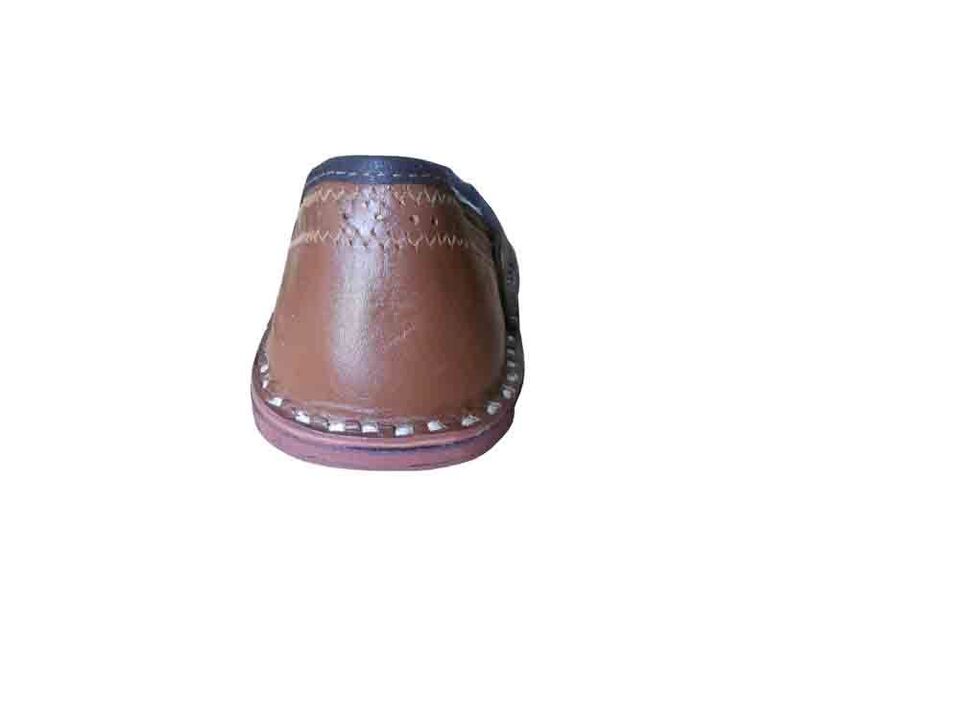 By Kalra Creations Men Shoes Indian Jutties Handmade Brown Genuine Leather Mojaries Flip-Flops Flat US 8-11