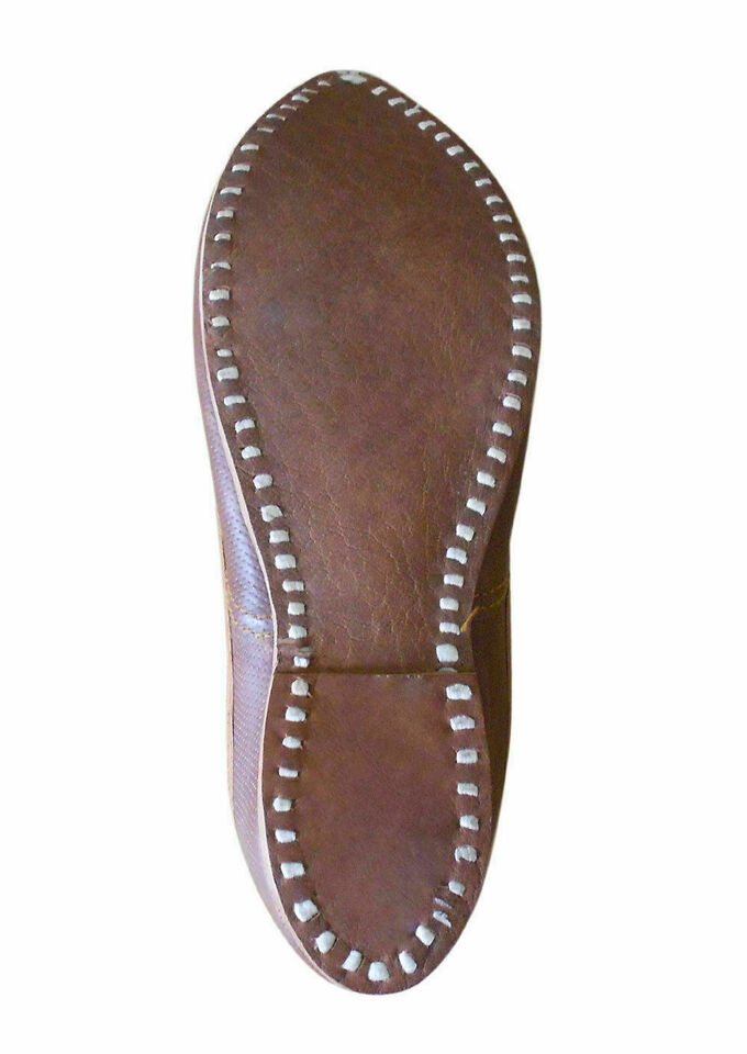 By Kalra Creations Men Shoes Handmade Jutties Genuine Indian Leather Brown Mojaries Flip-Flops Flat US 8/12