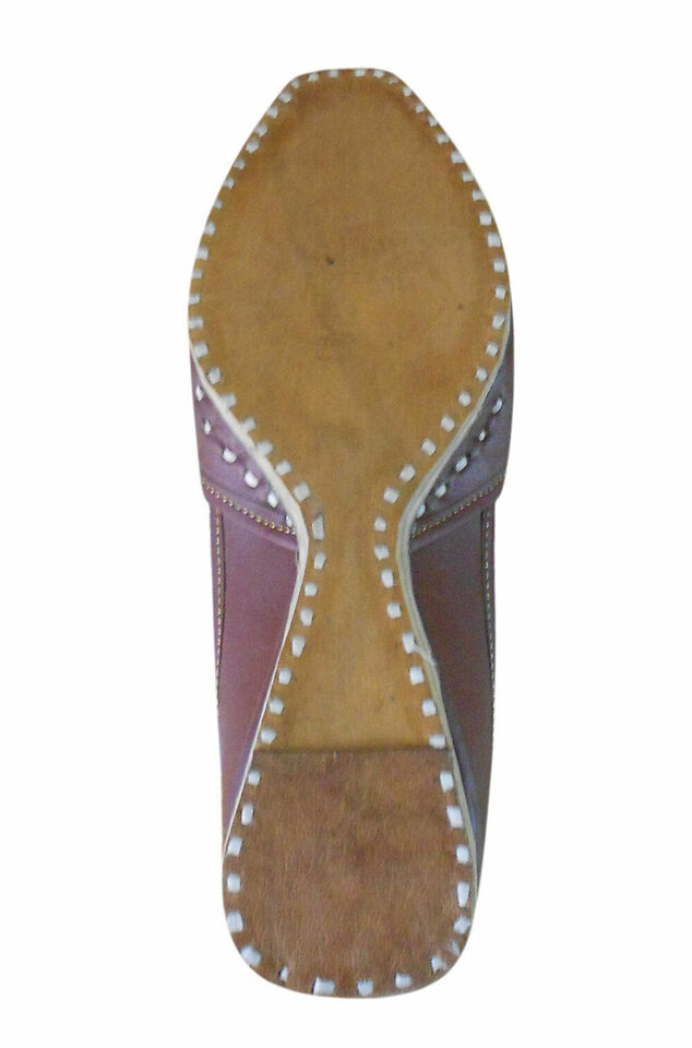 Men Shoes Traditional Jutties Indian Handmade Genuine Leather Mojaries Khussa Flip-Flops Flat US 8/9