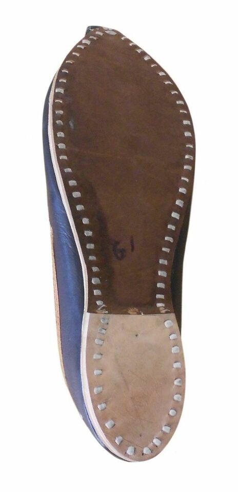 Men Shoes Traditional Leather Mojaries Black Jutties Handmade Khussa Flip-Flops Flat US 8/9