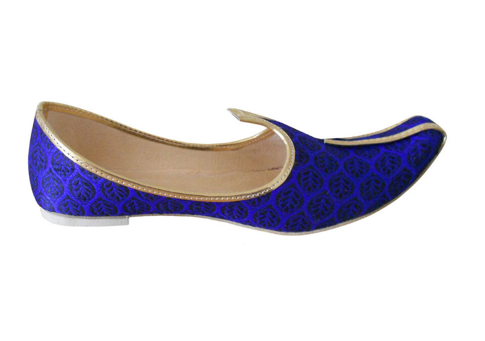By Kalra Creations Men Shoes Wedding Jutties Blue Khussa Indian Mojaries Loafers & Slip Ons Flip-Flops Flat US 6-12