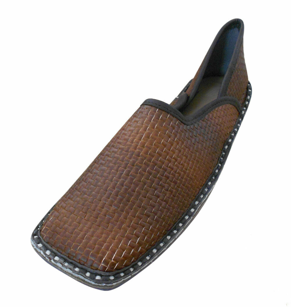 By Kalra Creations Men Shoes Indian Handmade Leather Mojaries Loafers & Slip Ons Black Jutties Flip-Flops Flat US 8/11
