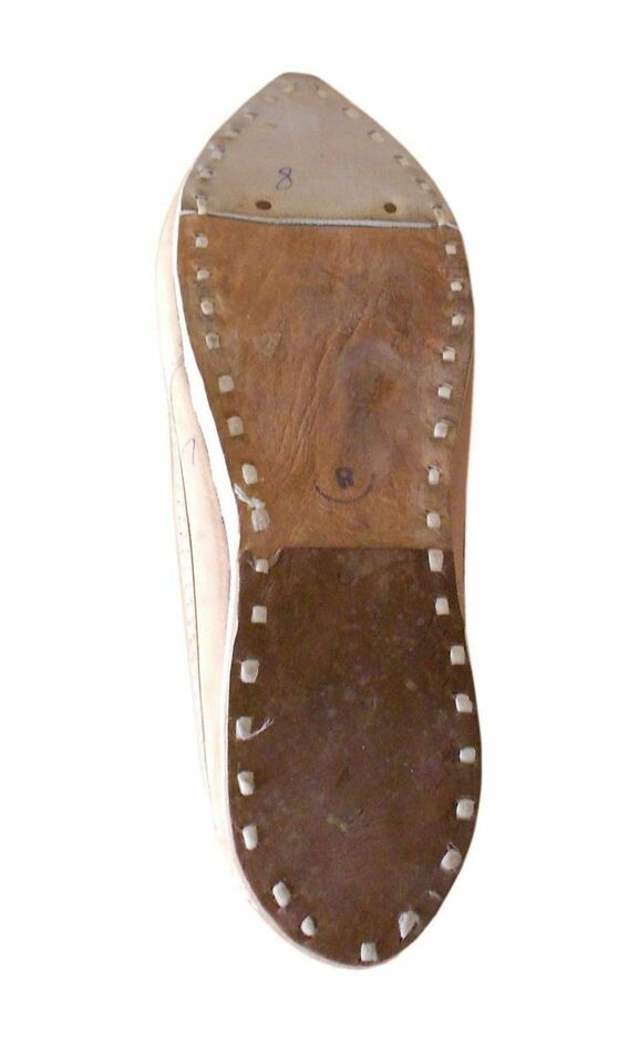 By Kalra Creations Men Shoes Traditional Indian Leather Mojaries Cream Oxfords Jutties Flip-Flops Flat US 8-10