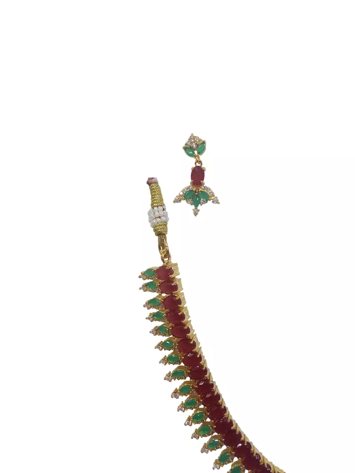 Women Necklace Jewelry Earrings Indian Bollywood Bridal AD Set Gold Plated By Kalra Creations