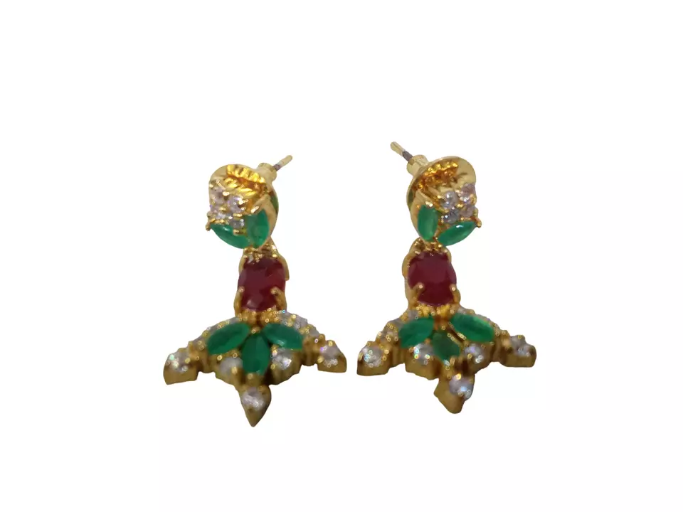 Women Necklace Jewelry Earrings Indian Bollywood Bridal AD Set Gold Plated By Kalra Creations