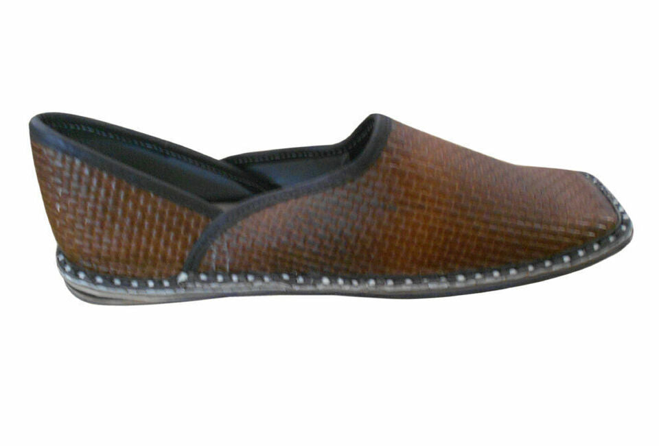 By Kalra Creations Men Shoes Indian Handmade Leather Mojaries Loafers & Slip Ons Black Jutties Flip-Flops Flat US 8/11