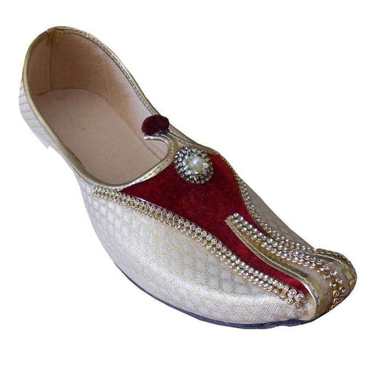 Men Shoes Indian Handmade Jutties Sherwani Cream Loafers Mojaries Flip-Flops Flat US 7
