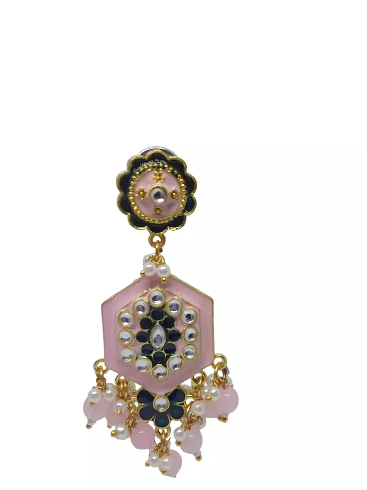 Women Earrings Indian Bollywood Rose Gold Plated Valentine's Day Gift By Kalra Creations