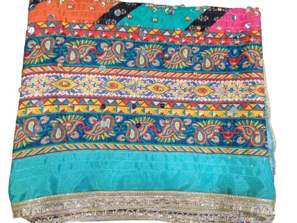 Wedding Dupatta for Women Phulkari Multicolor Bridal Silk