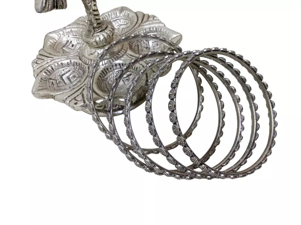Women Brass Bracelet Silver Oxidised Brass Rajasthani Bangles 5 Pcs Size 2.4 By Kalra Creations