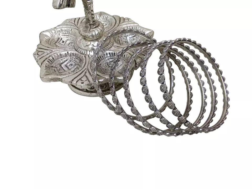 Women Brass Bracelet Silver Oxidised Brass Rajasthani Bangles 5 Pcs Size 2.4 By Kalra Creations