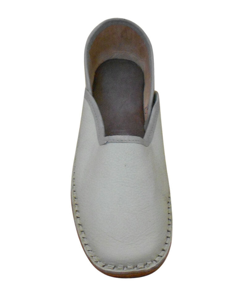 By Kalra Creations Men Shoes Indian Loafers Leather Jutties White Handmade Mojaries Flip-Flops Flat US 8/11