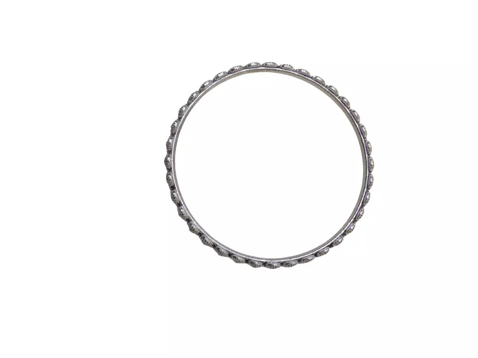 Women Brass Bracelet Silver Oxidised Brass Rajasthani Bangles 5 Pcs Size 2.4 By Kalra Creations