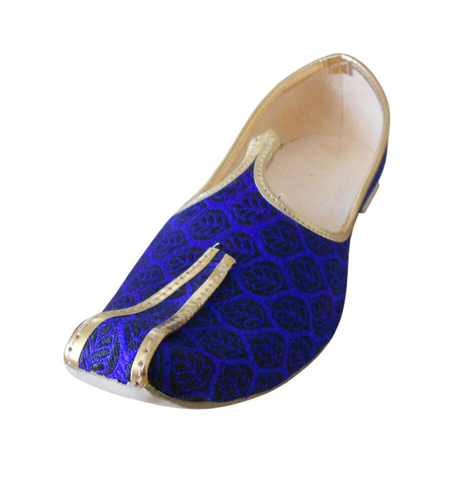 By Kalra Creations Men Shoes Wedding Jutties Blue Khussa Indian Mojaries Loafers & Slip Ons Flip-Flops Flat US 6-12