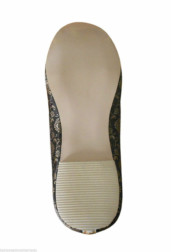 By Kalra Creations Men Shoes Designer Wedding Jutties Black Mojaries Loafers & Slip Ons Flip-Flops Flat US 6/7