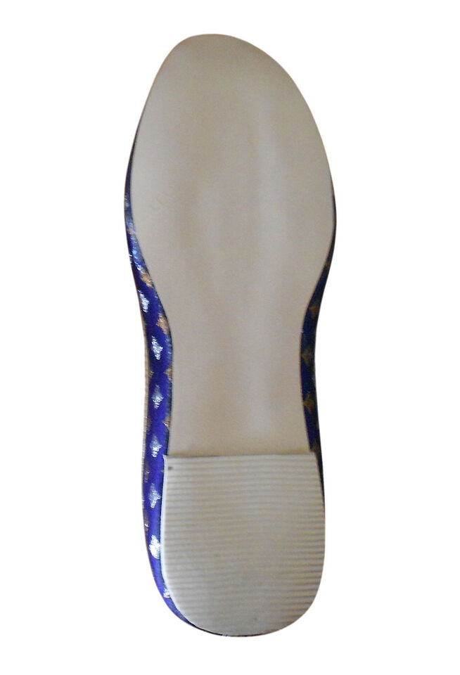 By Kalra Creations Men Shoes Indian Wedding Jutties Groom Blue Mojaries Punjabi Khussa Flip-Flops Flat US 6/7