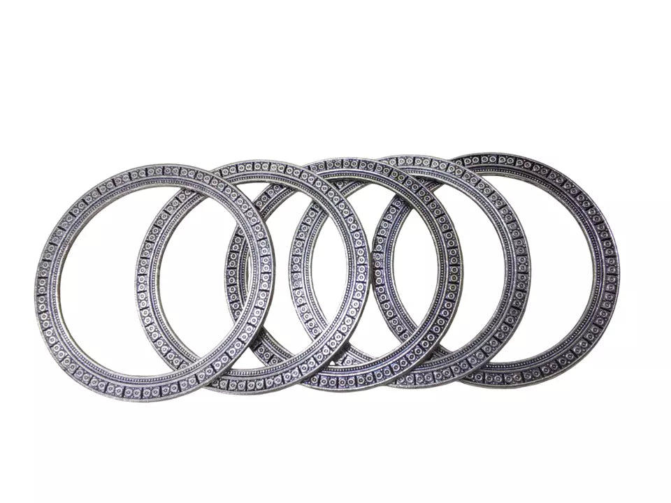 Women Brass Silver Oxidised Bracelet Bangles Brass Rajasthani 5 Pcs Size 2.4 By Kalra Creations