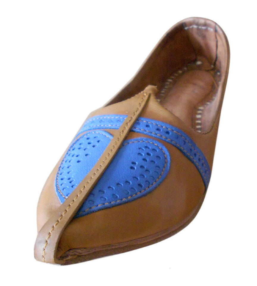 By Kalra Creations Men Shoes Indian Handmade Mojaries Genuine Leather Camel Jutties Flip-Flops Flat US 8-13