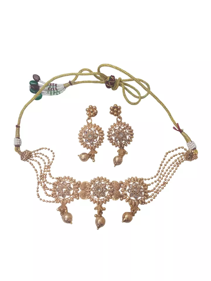 Gold Plated Women Wedding Jewellery Necklace Set Stylish Choker Girls Pendant By Kalra Creations