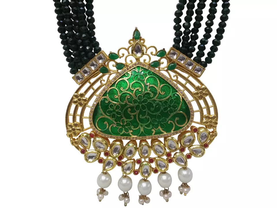 Women Jewellery Necklace Set Stylish Gold Plated Antique Semi-Circle Pendant By Kalra Creations