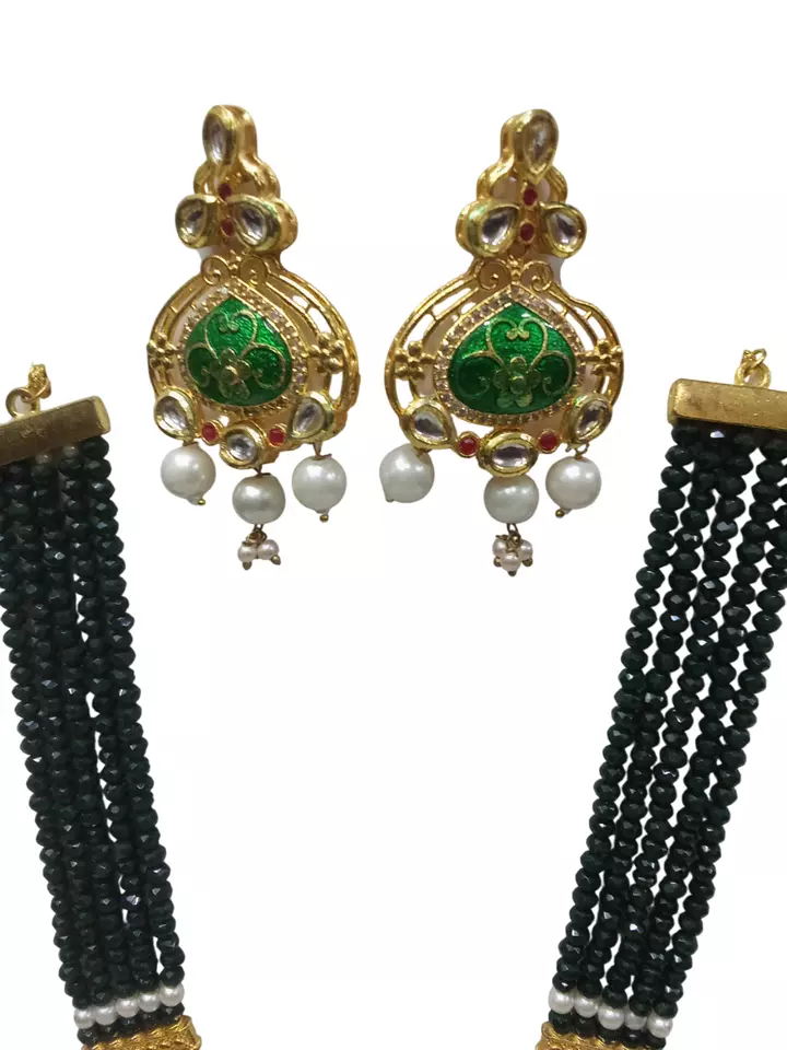 Women Jewellery Necklace Set Stylish Gold Plated Antique Semi-Circle Pendant By Kalra Creations