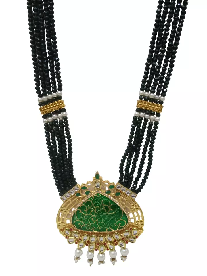Women Jewellery Necklace Set Stylish Gold Plated Antique Semi-Circle Pendant By Kalra Creations