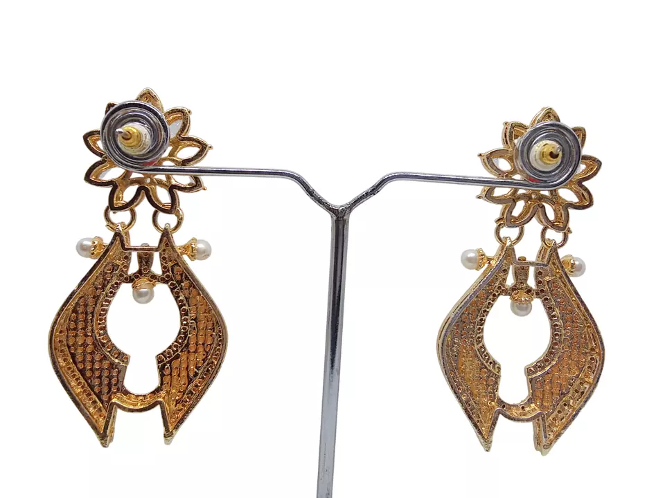 Women Earrings Indian Bollywood Rose Gold Plated Kundan Valentine's Day Gift By Kalra Creations