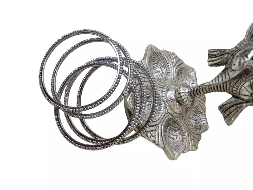Women Brass Silver Oxidised Bracelet Bangles Brass Rajasthani 5 Pcs Size 2.4 By Kalra Creations