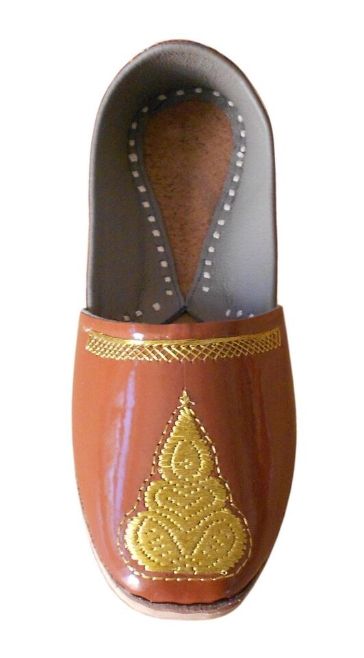 By Kalra Creations Men Shoes Brown Traditional Punjabi Jutties Slip Ons Leather Mojaries Flip-Flops Flat US 8