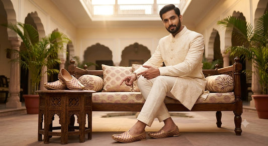 Wedding Khussa for Men Cream Mojari