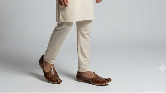 Handmade Ethnic Brown Mojari Genuine Leather Jutti