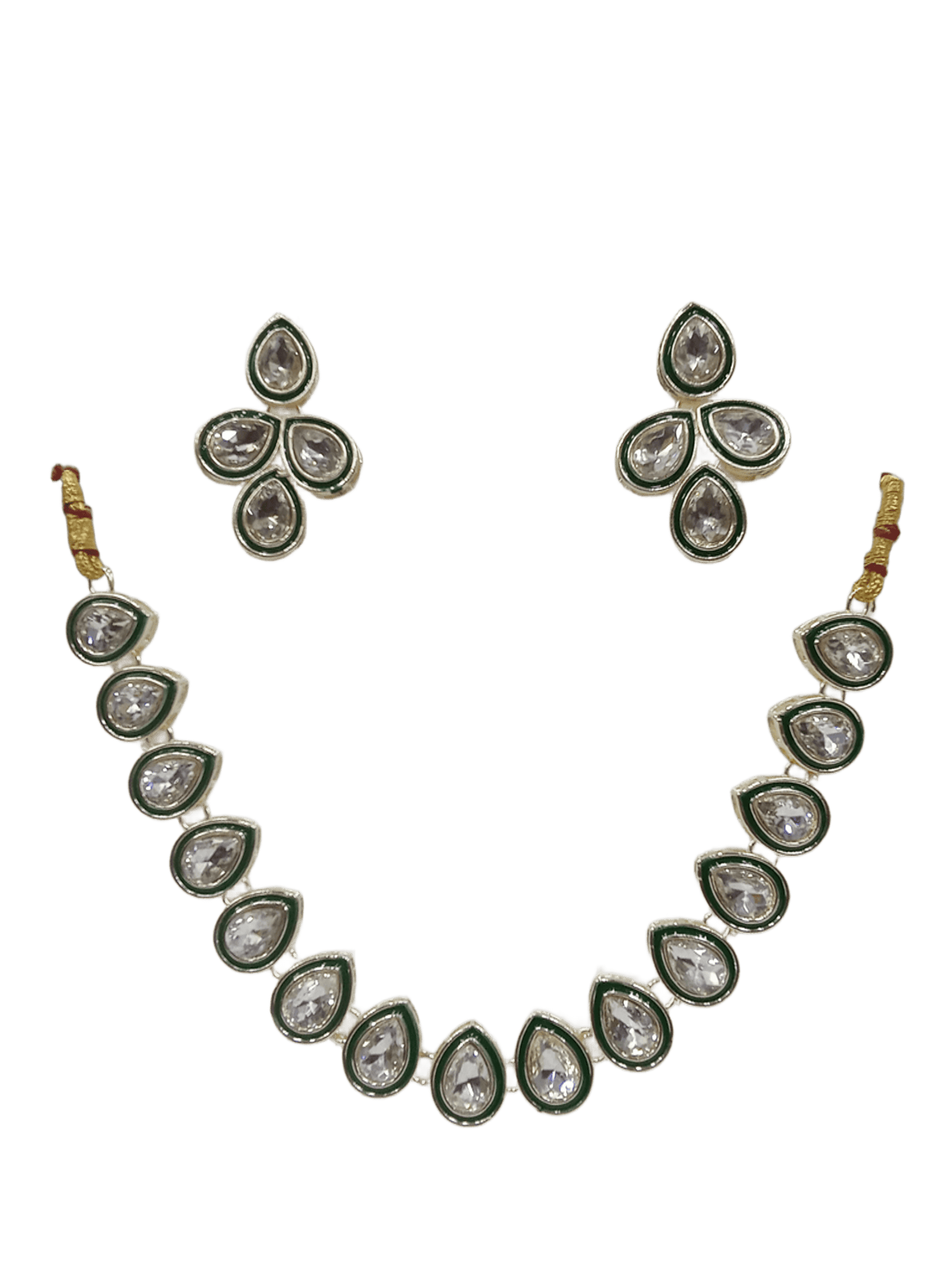 Women Kundan Jewellery Necklace Set Stylish Silver Plated Wedding Girls Pendant