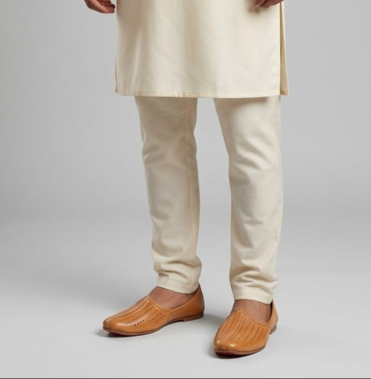 Brown Leather Jutti Shoes for Men Mojari