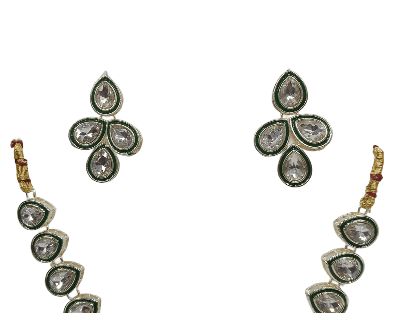 Women Kundan Jewellery Necklace Set Stylish Silver Plated Wedding Girls Pendant