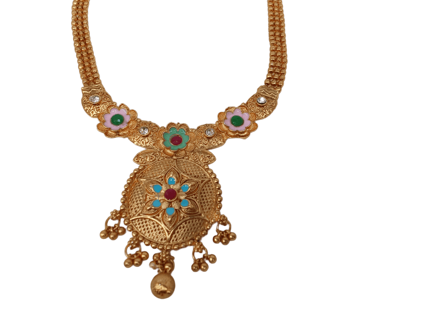 Women Polki Jewellery Necklace Set Stylish Gold Plated Wedding Girls Pendant