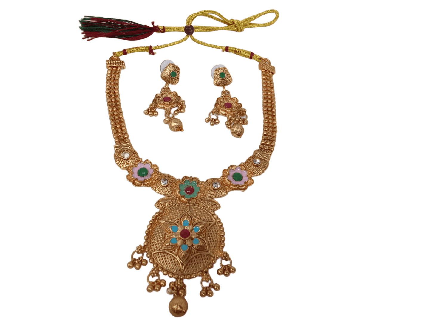 Women Polki Jewellery Necklace Set Stylish Gold Plated Wedding Girls Pendant