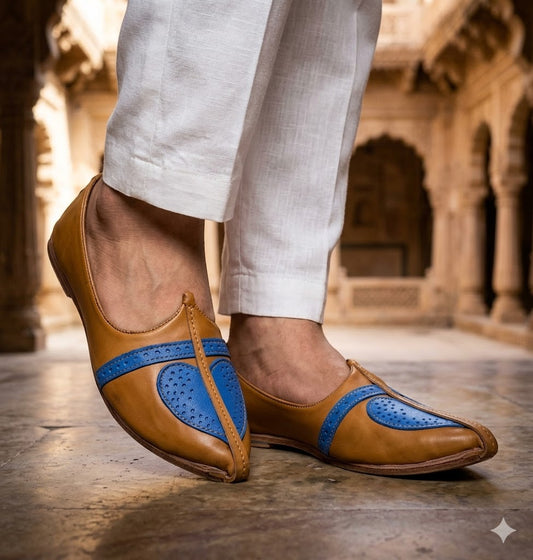 Punjabi Khussa Loafers for Men Camel Leather
